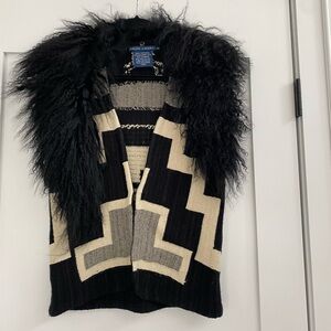 Ralph Lauren vest with detachable Lamb Shearling real fur attachment.